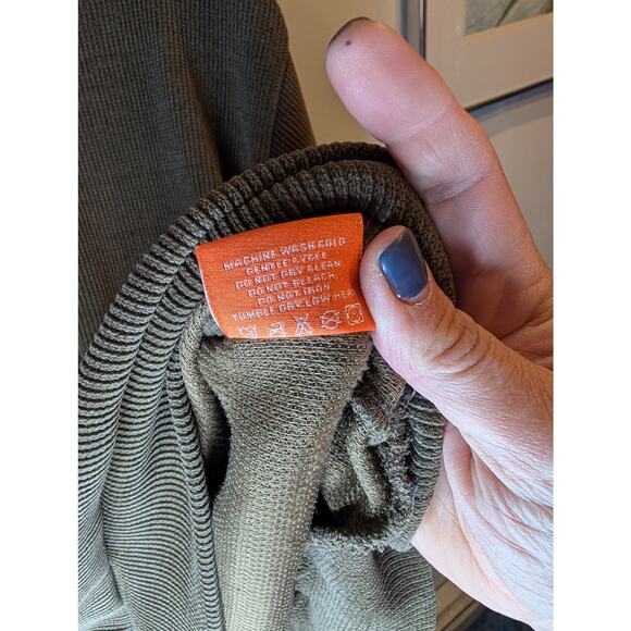 Negative Space Olive Green Ribbed Knit Sweater Crew Neck Men's Large Casual - Picture 6 of 7